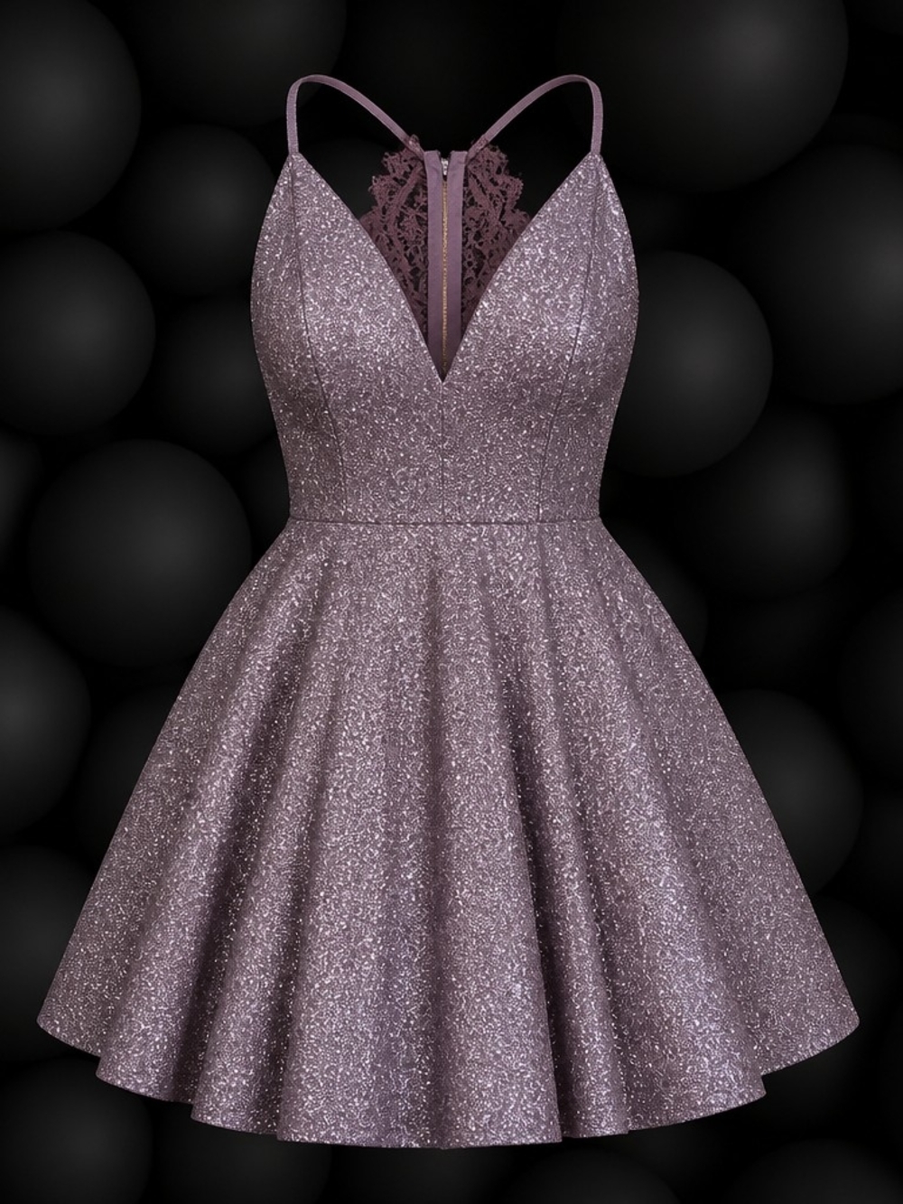 NWT Windsor Mauve Sparkly Glitter Skater Mini Dress Fairycore Homecoming XS 4077